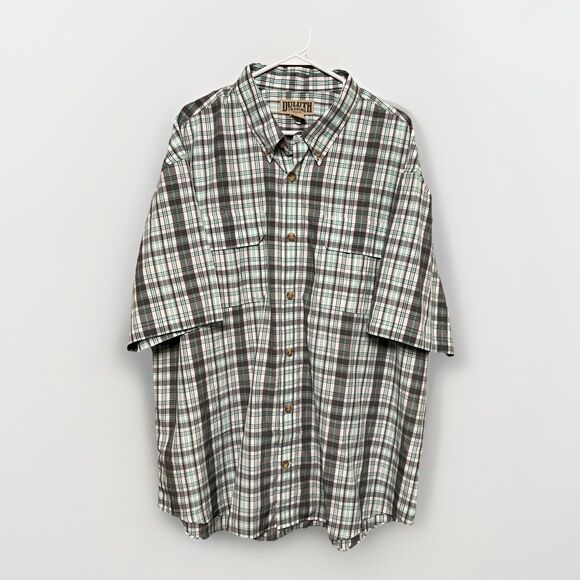Duluth Trading Co Men’s Plaid Short Sleeve Button Up 2XL Shirt Fishing UNTuckit - Picture 1 of 5